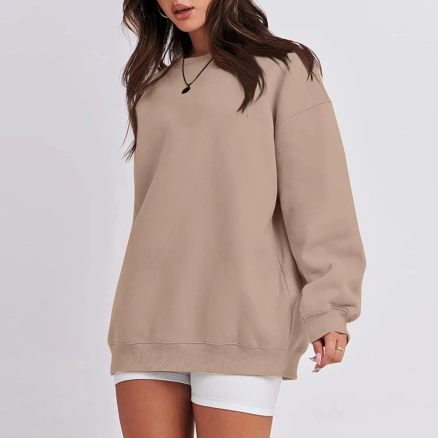 Crewneck Sweatshirts Women Trendy Long Sleeve Oversized Sweatshirt Preppy Cute Hoodies Y2K Fleece Pullover Tops