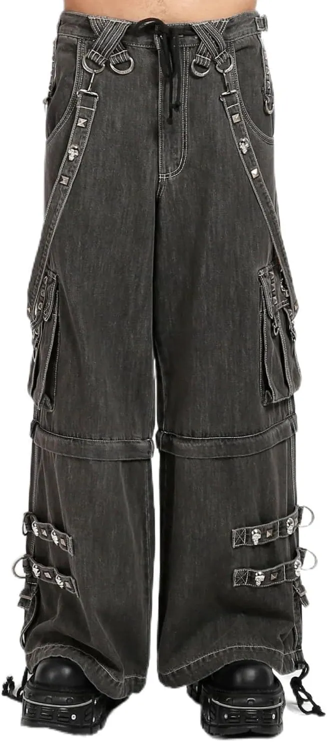 Crypt Pants [Black Denim] Baggy Wide Leg Gothic Emo Punk Raver Pants