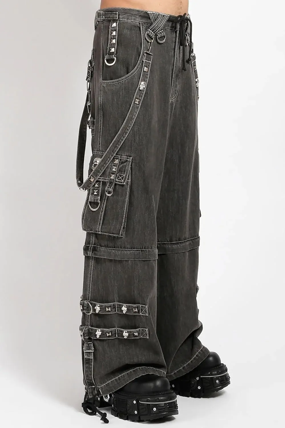 Crypt Pants [Black Denim] Baggy Wide Leg Gothic Emo Punk Raver Pants