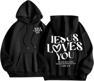 Cute Oversized Hoodies Jesus Loves You Hoodie Jesus Hoodie Preppy Hoodies- Christian Hoodie Hoodie For Girls