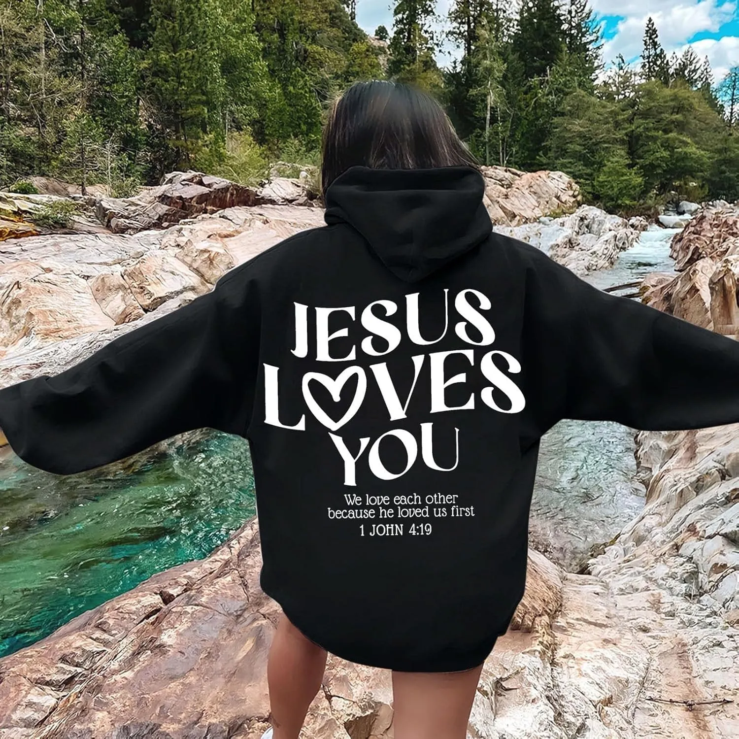Cute Oversized Hoodies Jesus Loves You Hoodie Jesus Hoodie Preppy Hoodies- Christian Hoodie Hoodie For Girls