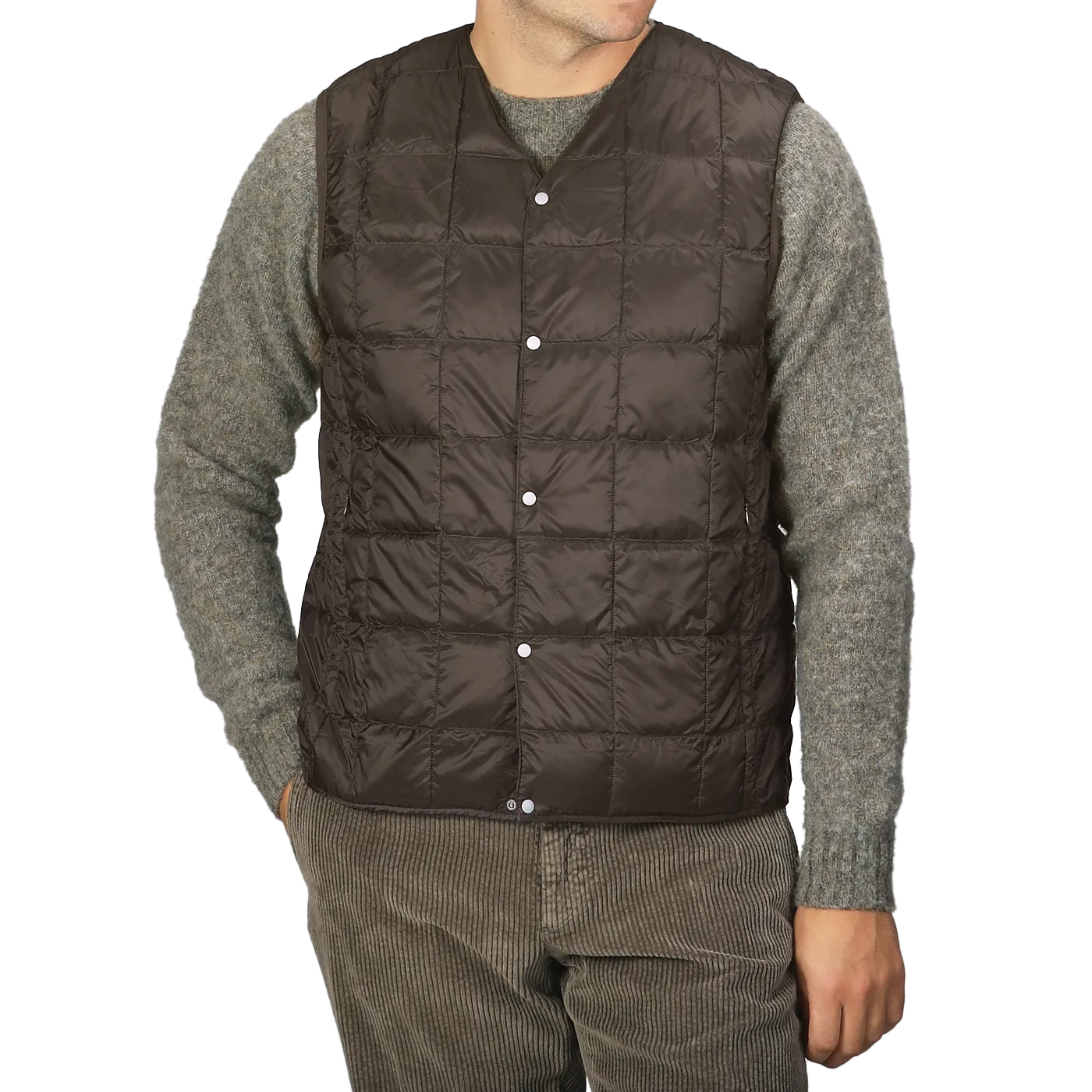 Dark Chocolate Nylon Down Padded Vest