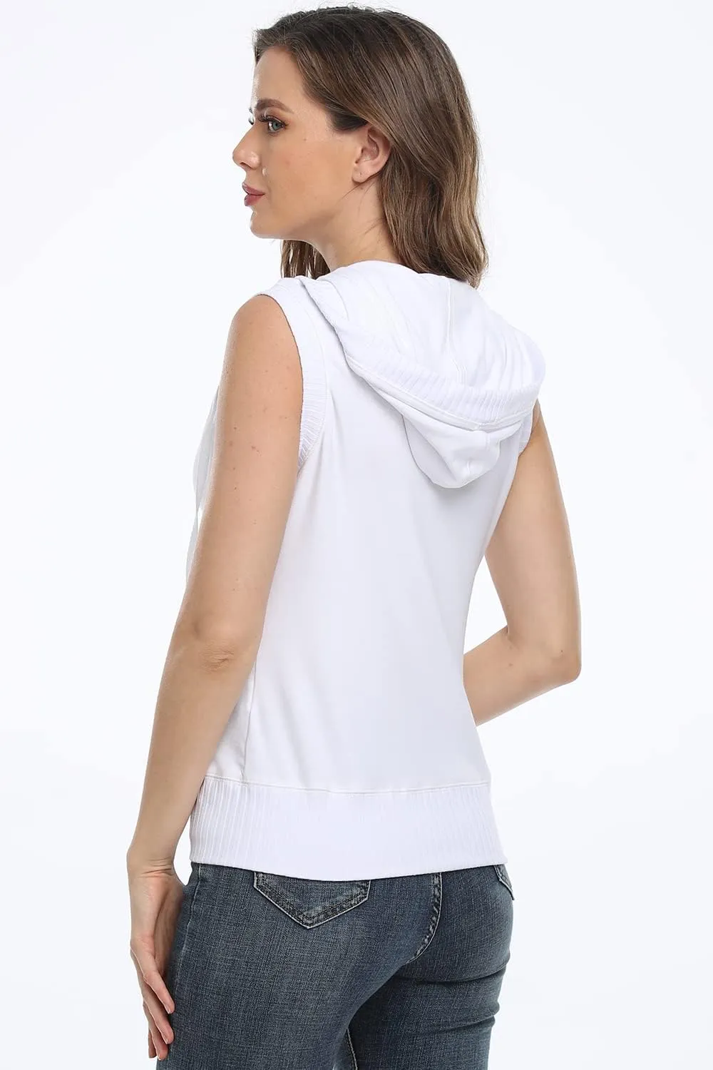 Dilgul Women's Sleeveless Hoodies Zip Up Hooded Vest Casual Sweatshirt with Kanga Pocket
