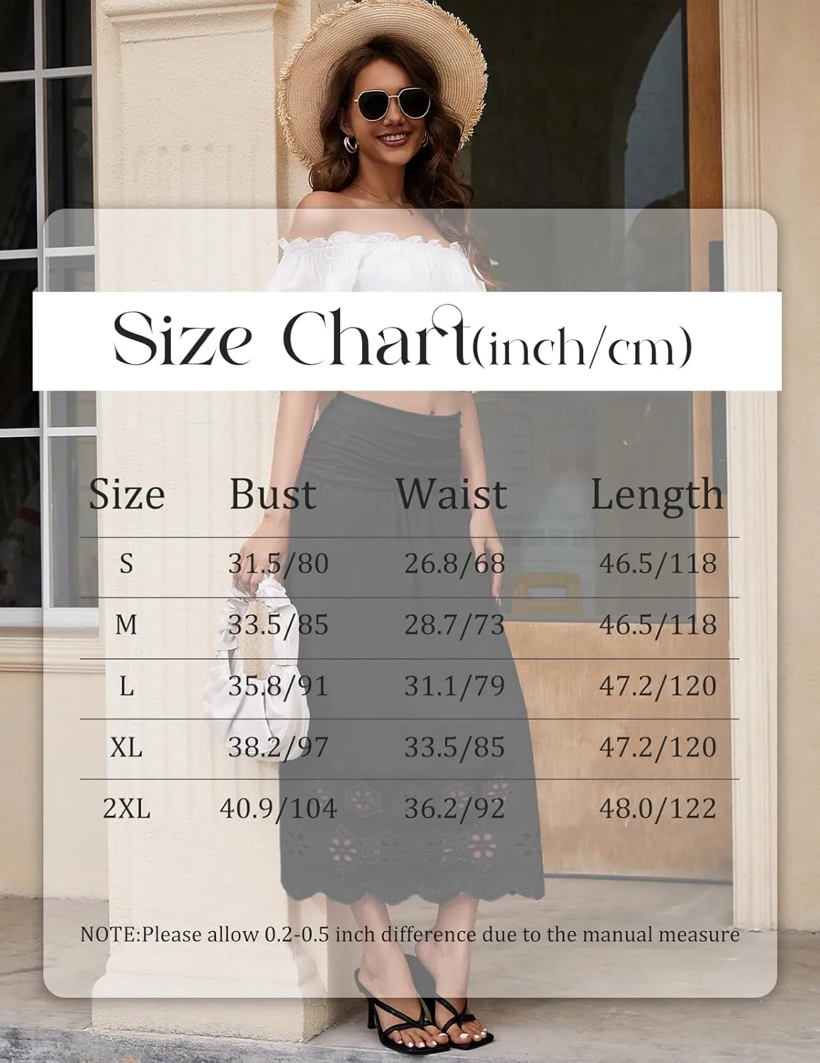 DRESSTELLS Boho Skirt for Women 2025 Lace Embroidery Eyelet High Waist A-Line Flowy Beach Midi Long Skirts