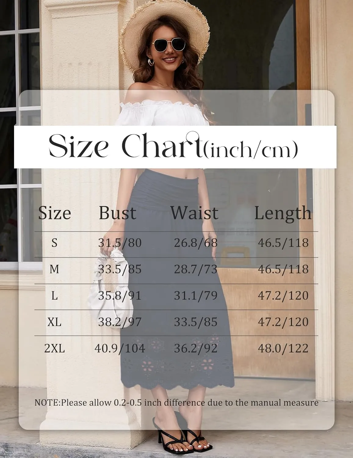 DRESSTELLS Boho Skirt for Women 2025 Lace Embroidery Eyelet High Waist A-Line Flowy Beach Midi Long Skirts