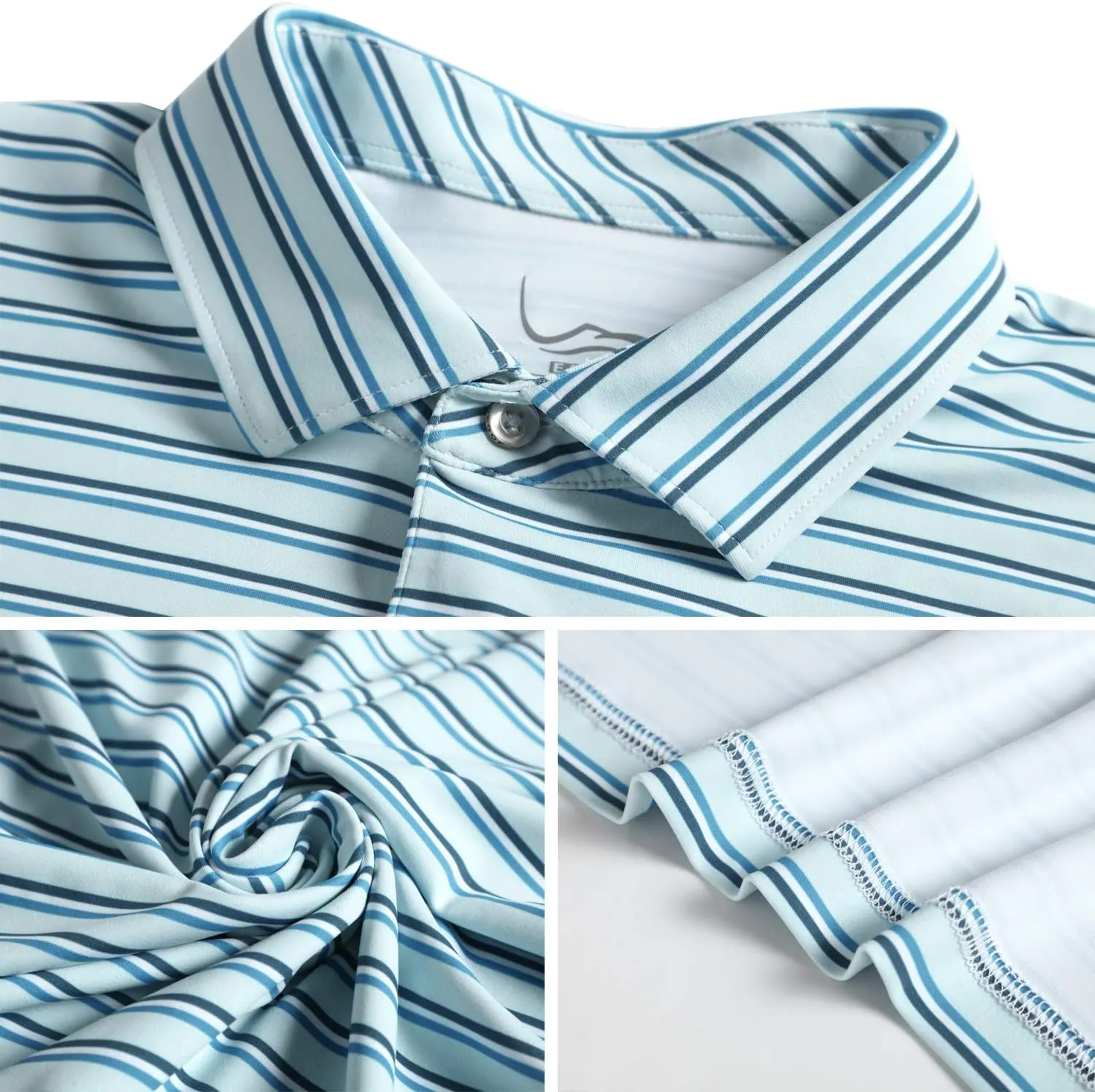 EAGEGOF Men's Performance Polo Shirt Stretch Tech Golf Shirt Short Sleeve Slim Fit