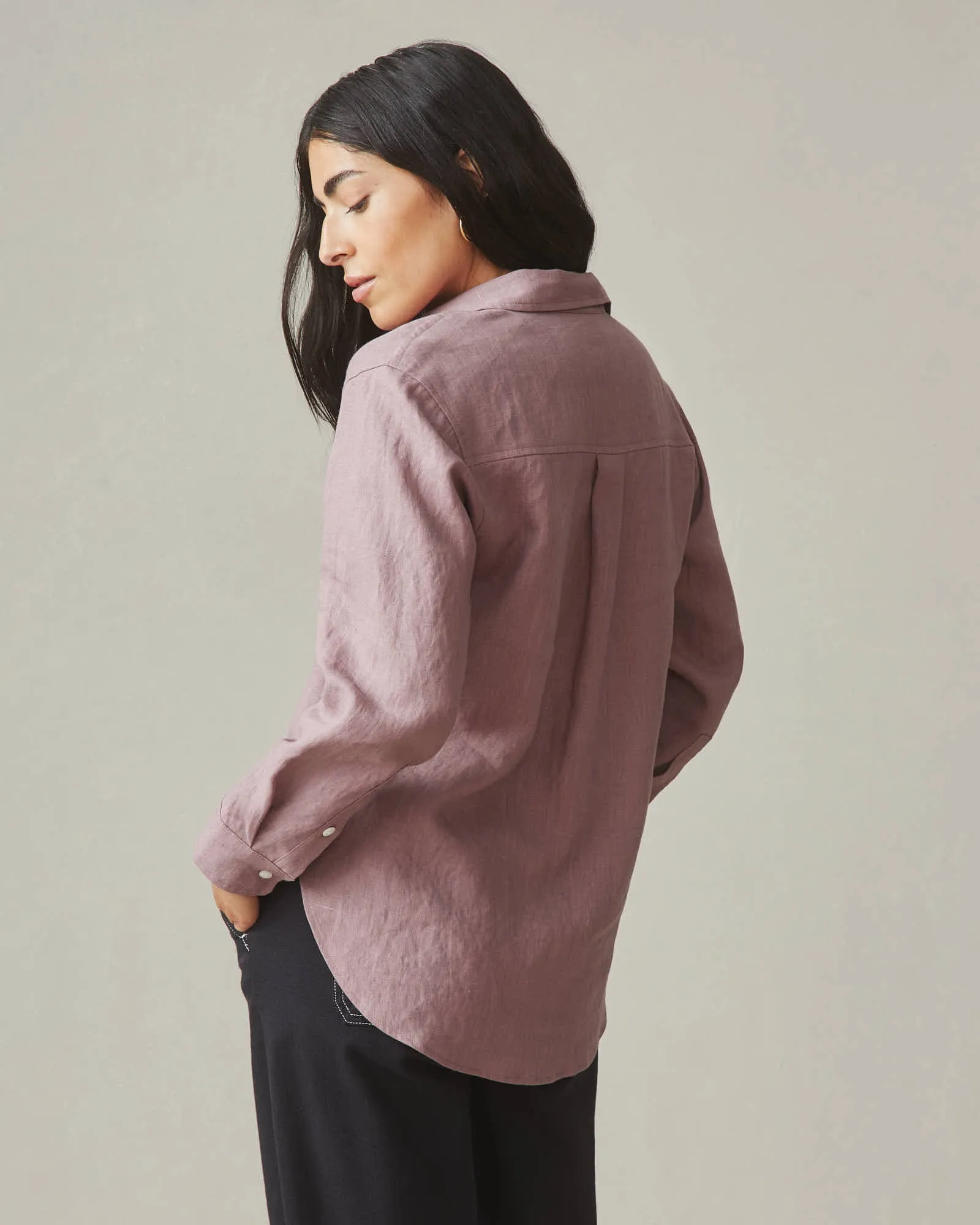 Easy Linen Long Sleeve Shirt - Twilight Mauve