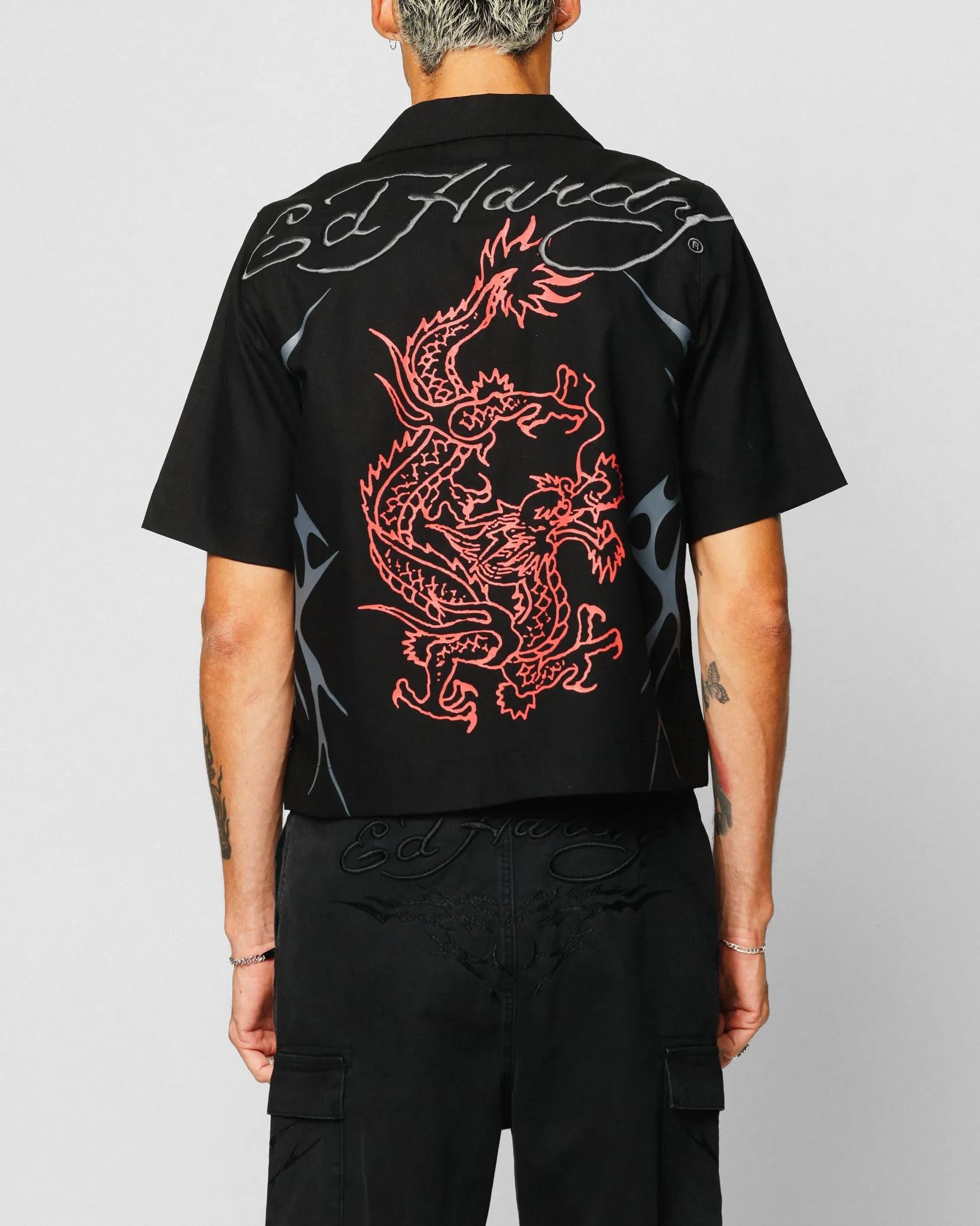 Ed Hardy Techno Button Up Shirt Black