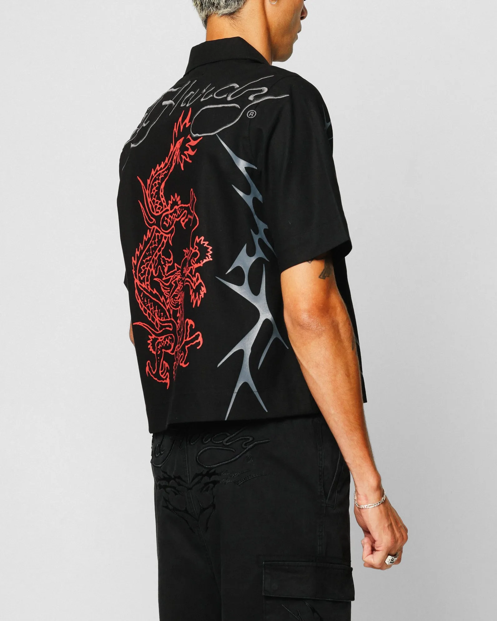 Ed Hardy Techno Button Up Shirt Black