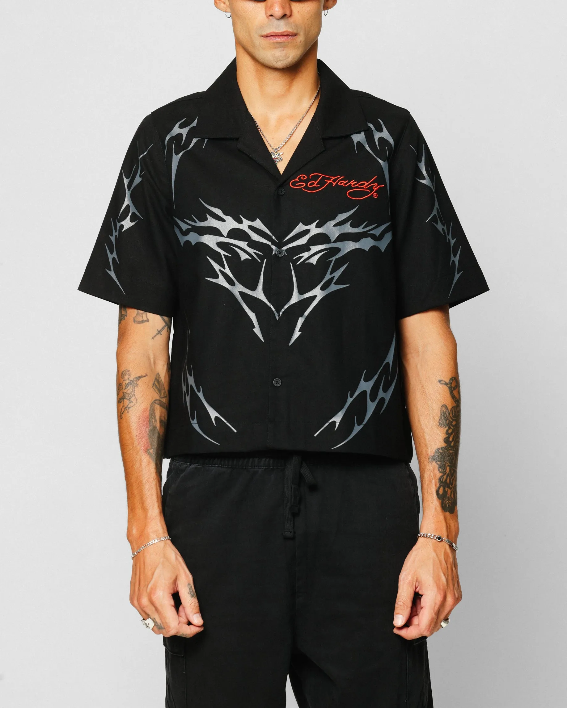 Ed Hardy Techno Button Up Shirt Black