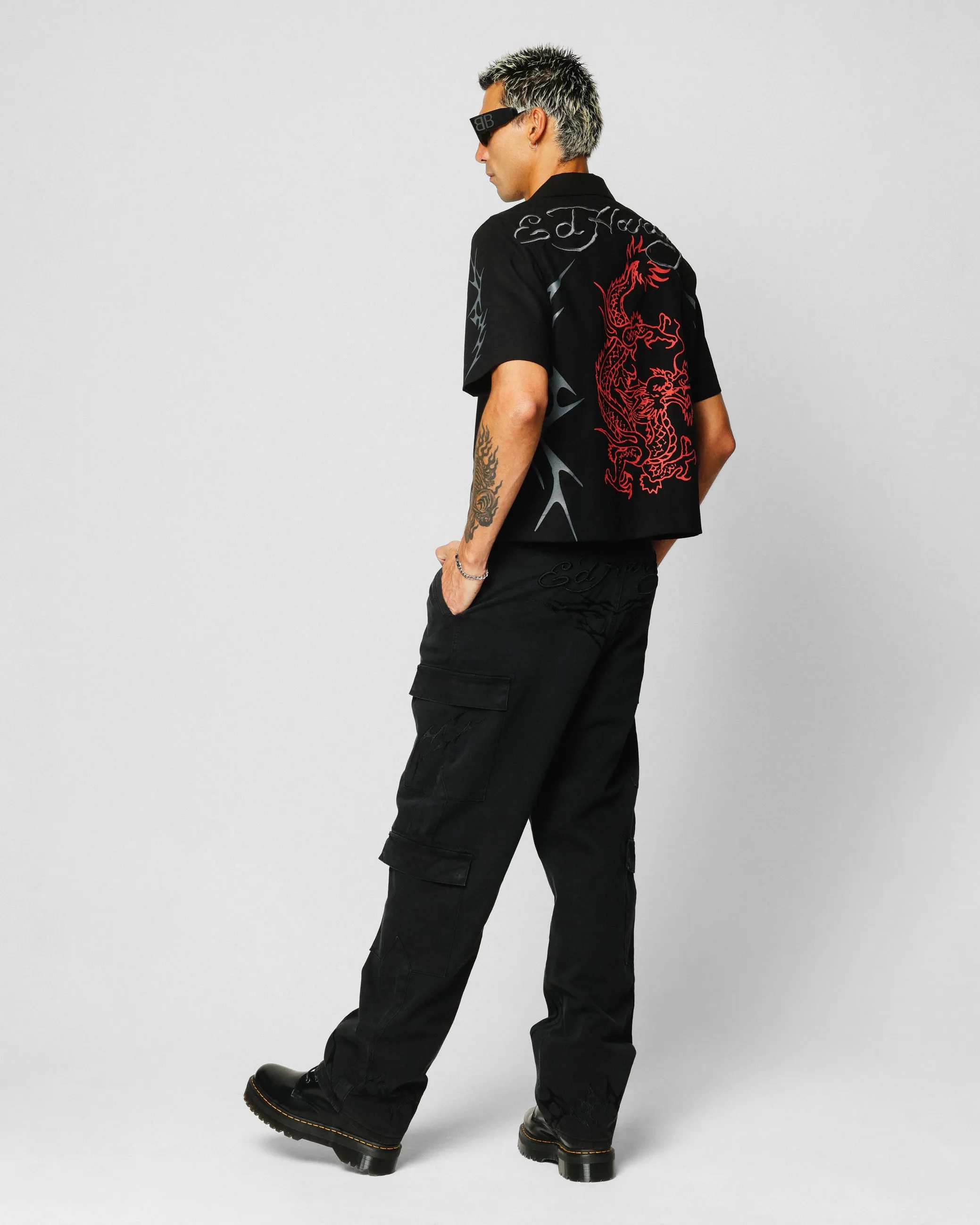 Ed Hardy Techno Button Up Shirt Black