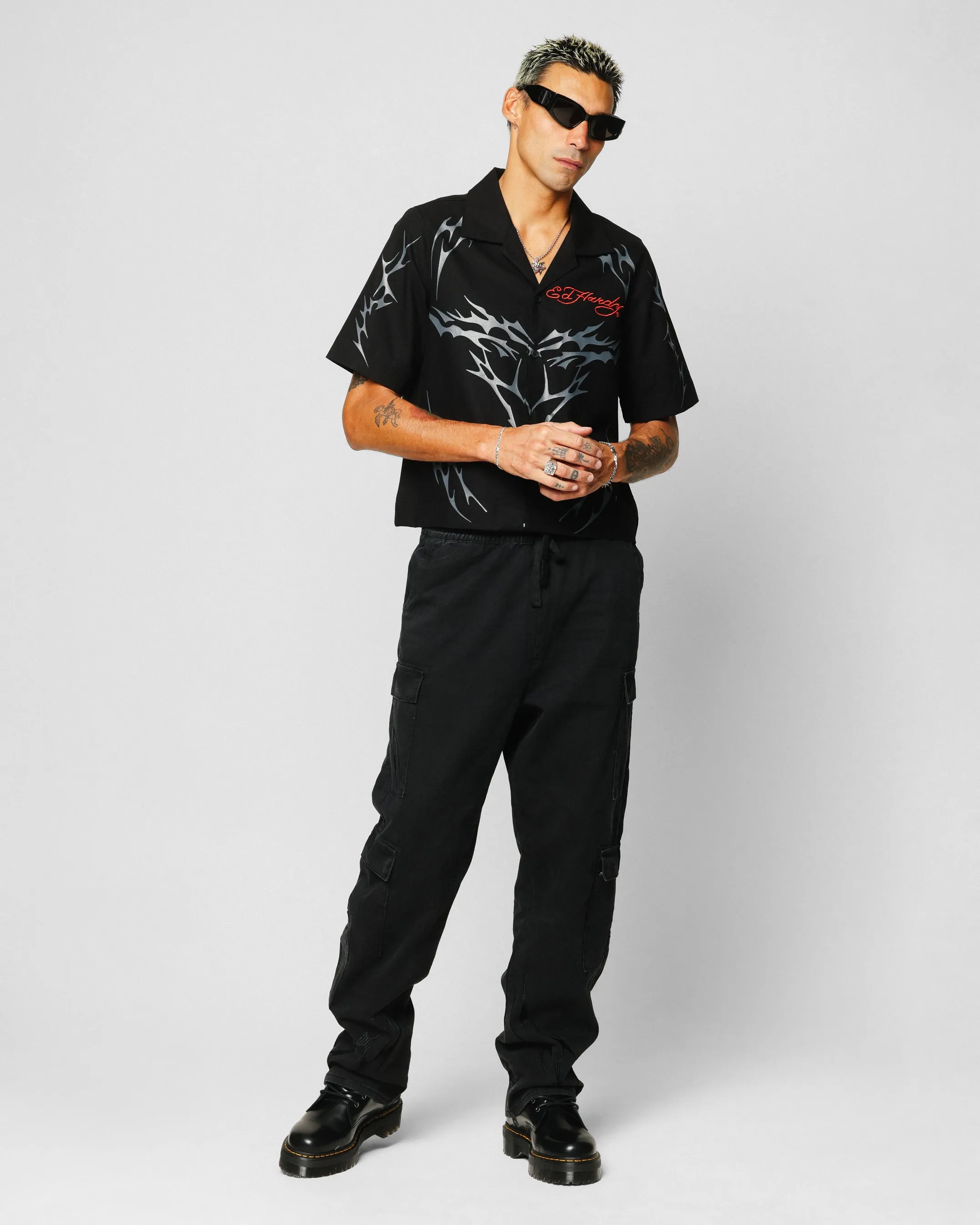 Ed Hardy Techno Button Up Shirt Black