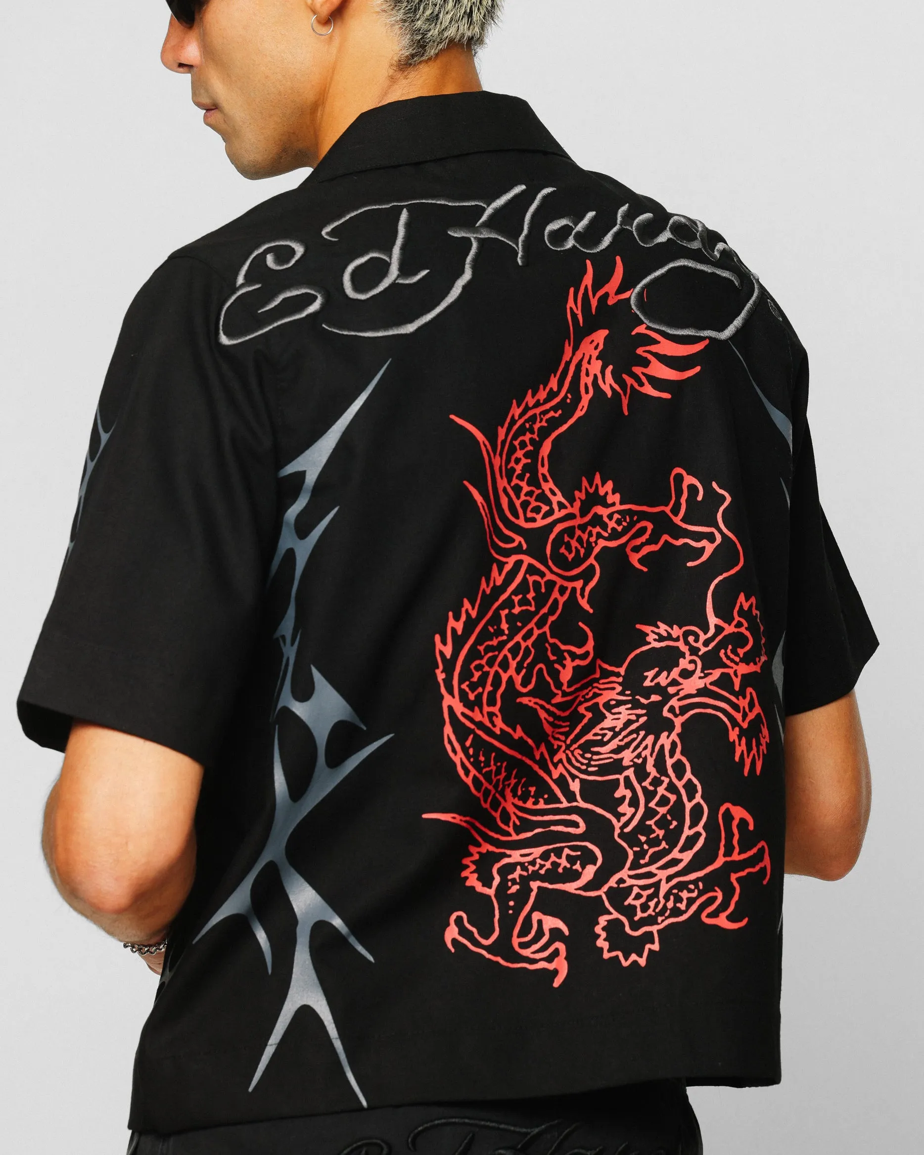Ed Hardy Techno Button Up Shirt Black