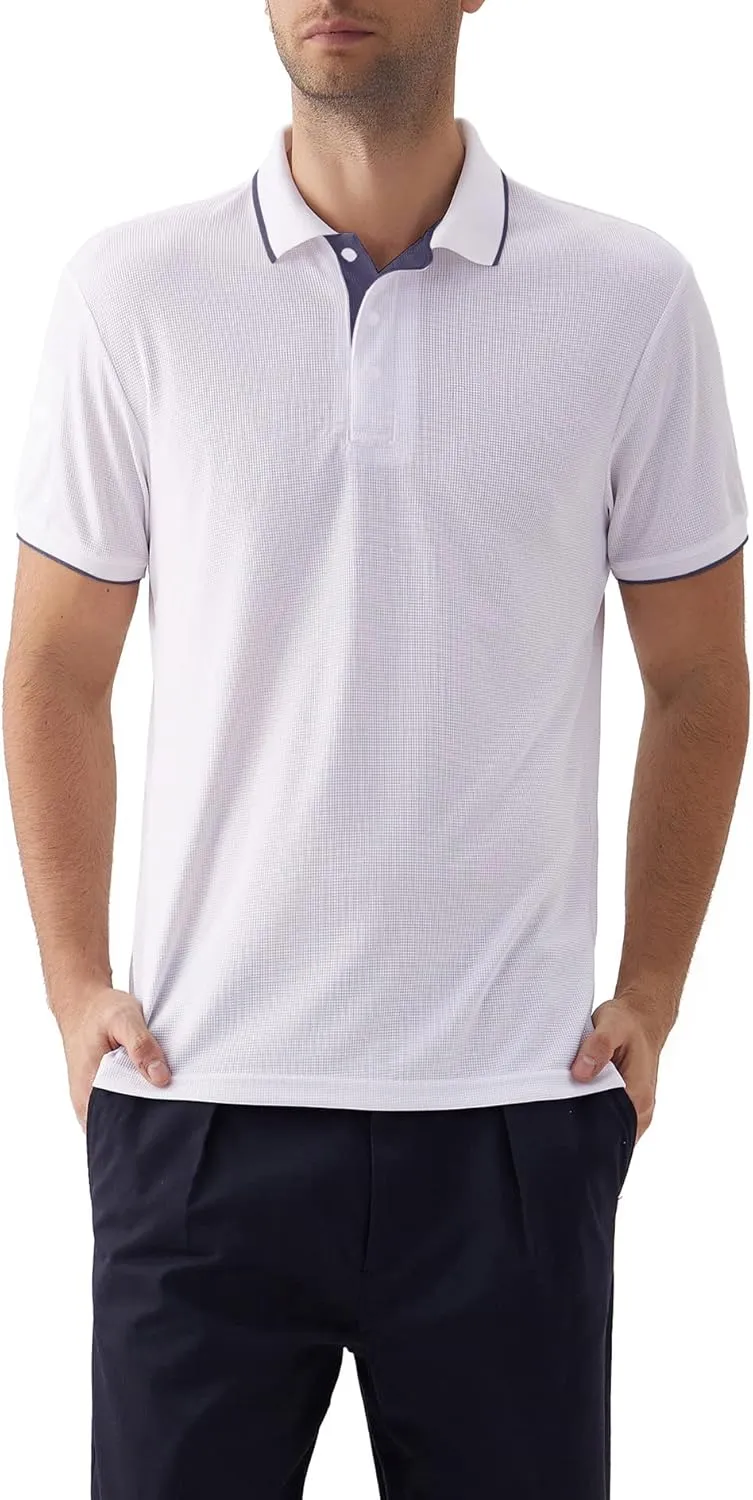 Facitisu Mens Polo Shirt Short Sleeve Golf Collared Casual Summer Performance T-Shirt