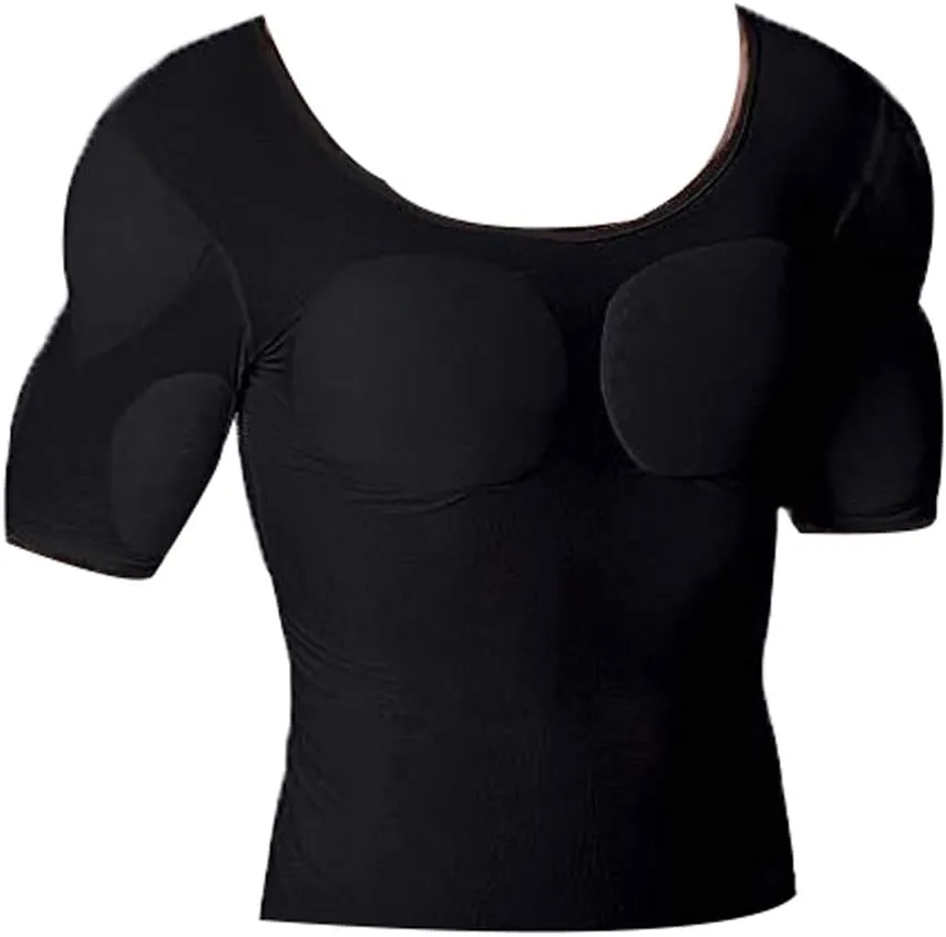 Fake Muscle Suit Shirt Men Invisible Simulation of Fattening Thin Elastic Detachable Bottoming Shirt