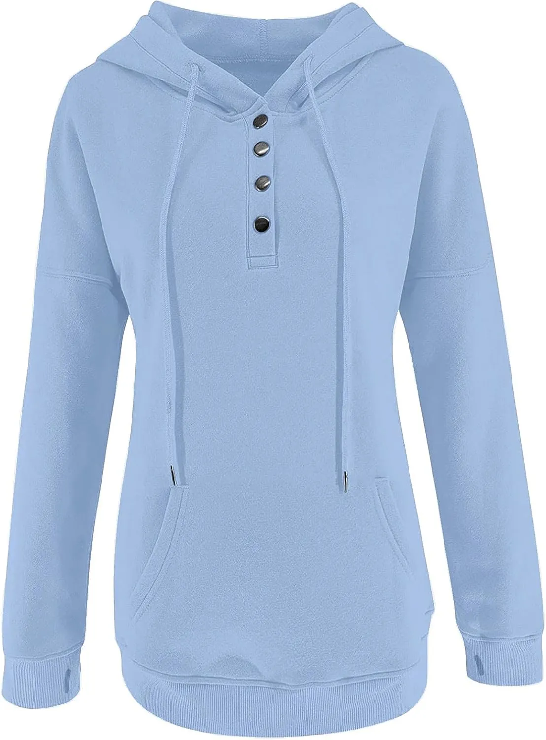 Fall Hoodies for Women Fashion 2023 Button Down Thumb Hole Hooded Sweatshirt Casual Pullover Tops with Kangaroo Pocket