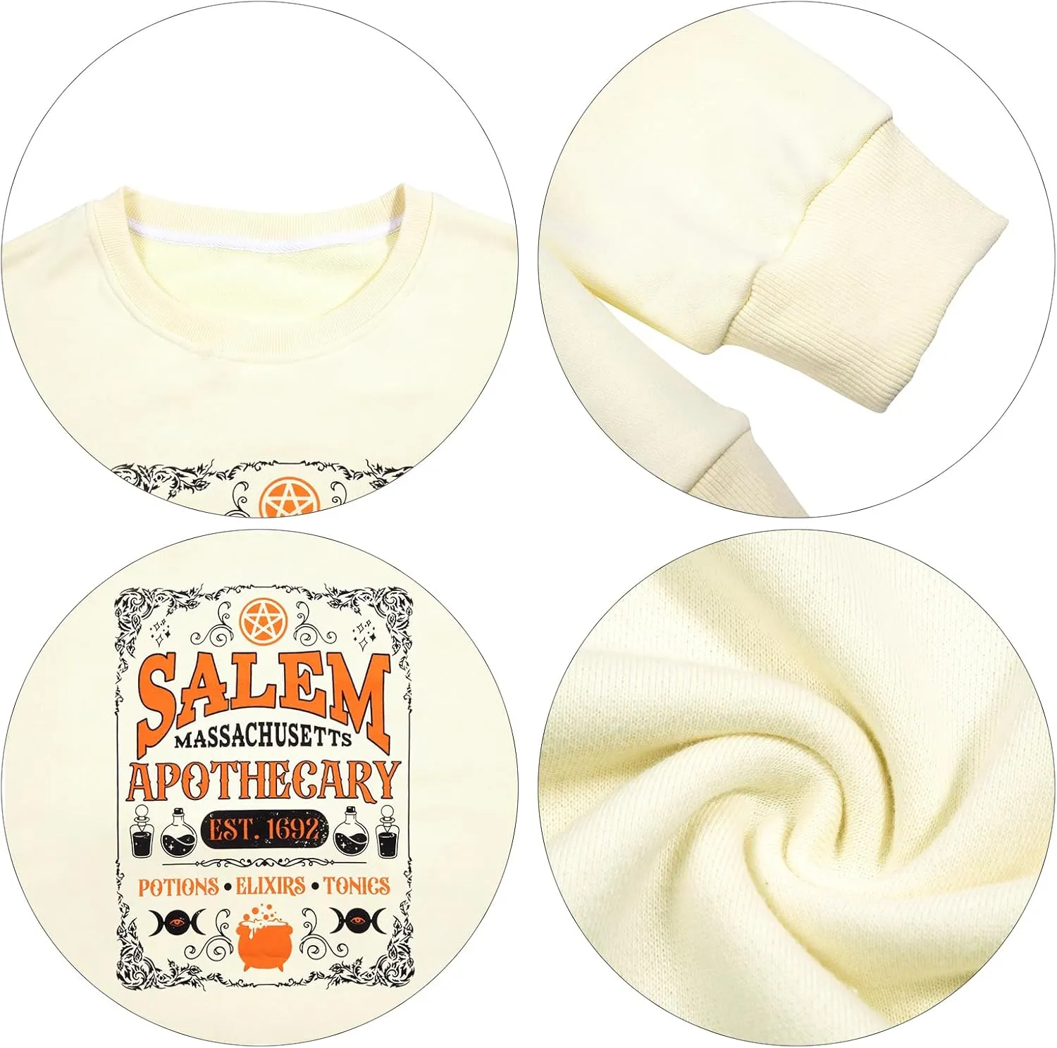 FASHGL Halloween Salem Apothecary Sweatshirt Women Salem Witches 1692 Shirt Fall Oversized Crewneck Pullover Tops