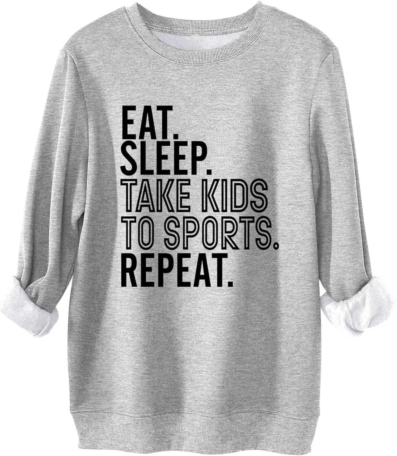 Fleece Pullover Eat Sleep Take Kids to Sports Repeat Sweatshirt Funny Saying Shirts Letter Graphic Sweater