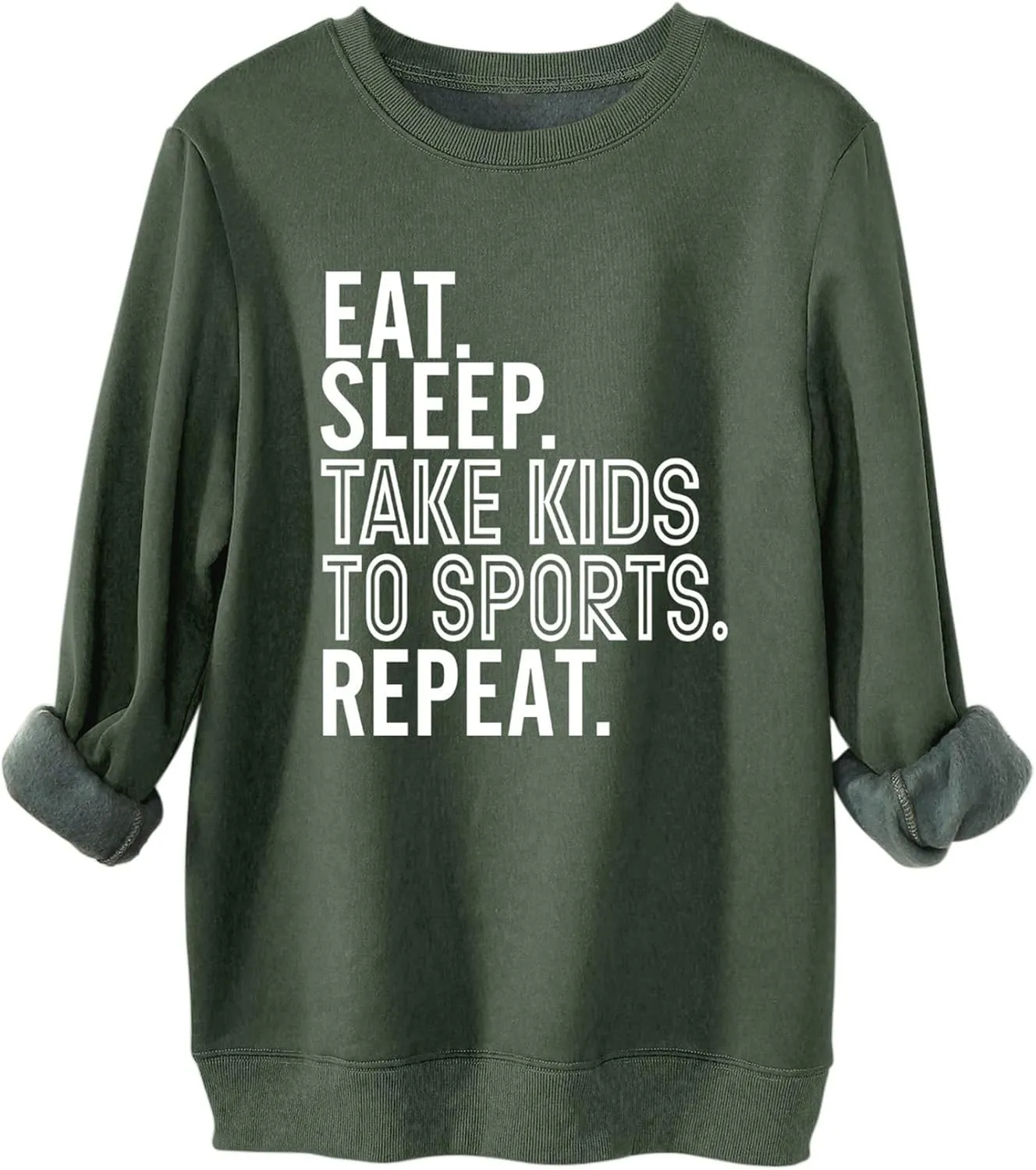 Fleece Pullover Eat Sleep Take Kids to Sports Repeat Sweatshirt Funny Saying Shirts Letter Graphic Sweater