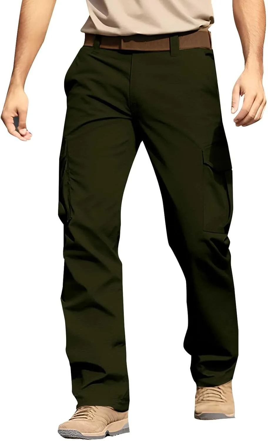 Flexcamo - Tactical Waterproof Pants Men Lightweight Casual Comfy Work Cargo Pants Relaxed Fit Carpenter Pants