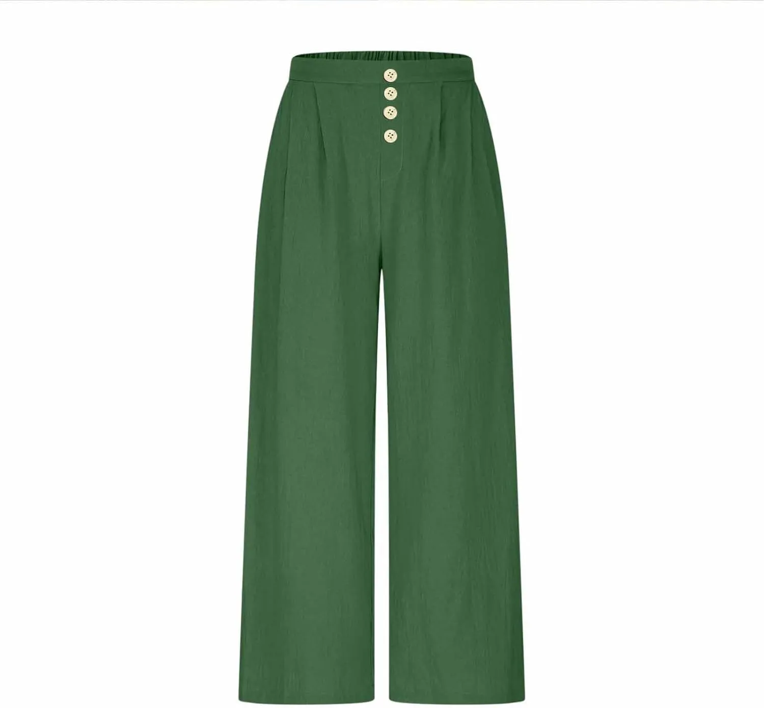 Flowy Pants for Women Summer Cotton Linen Wide Leg Palazzo Pants Beach Casual Button Down Trouser with Pockets
