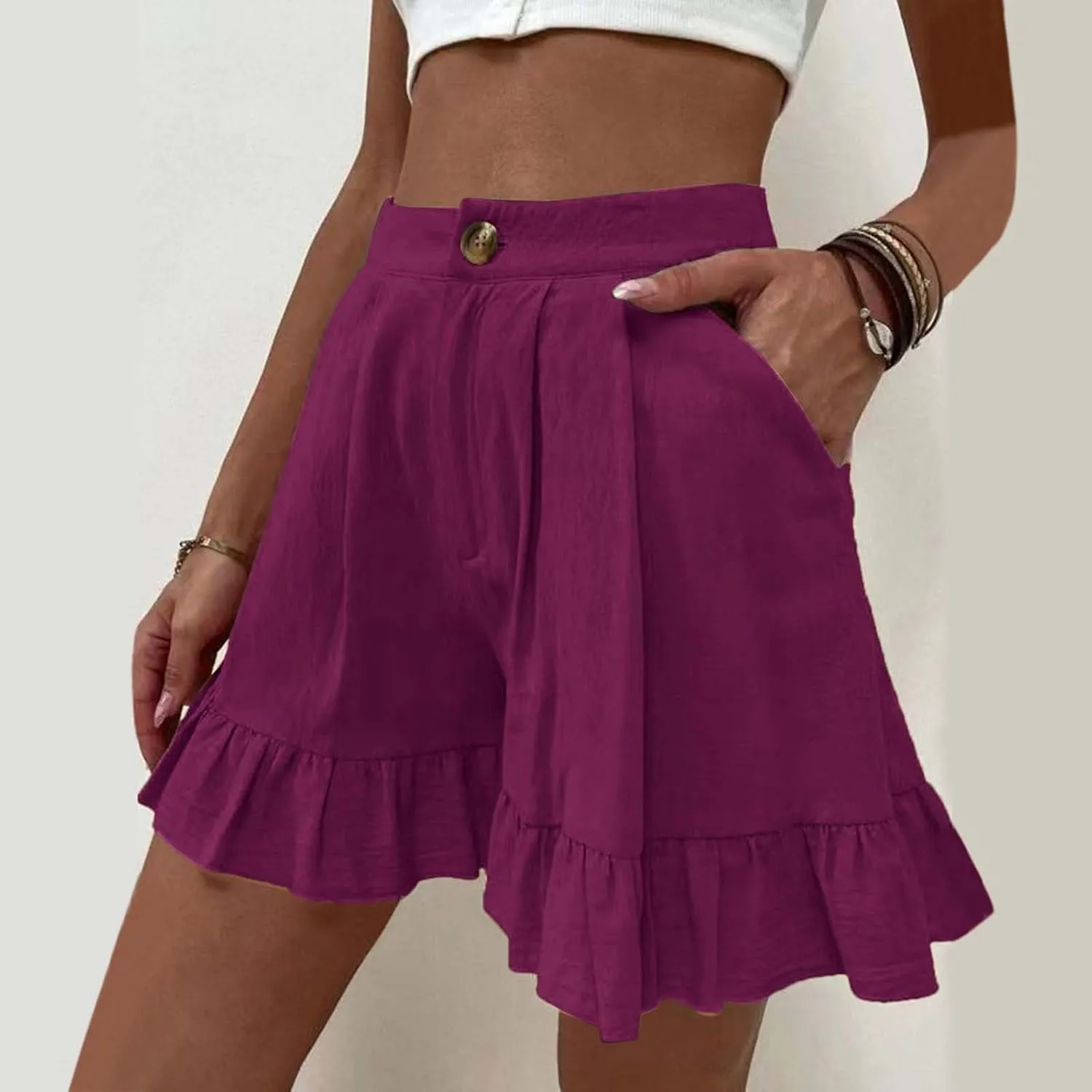 Flowy Shorts for Womens Lightweight Soft Casual Boho Floral Skorts Ruffle Skirts Running Tennis Butterfly Dressy