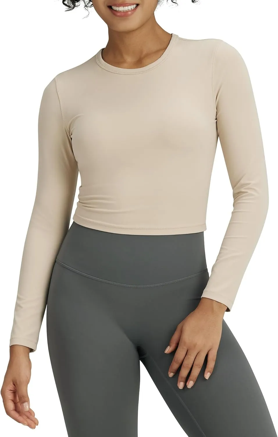 G4Free BareFeel Long Sleeve Workout Tops for Women Slim Athletic Gym Yoga Shirt Cropped Basic Tight Shirt