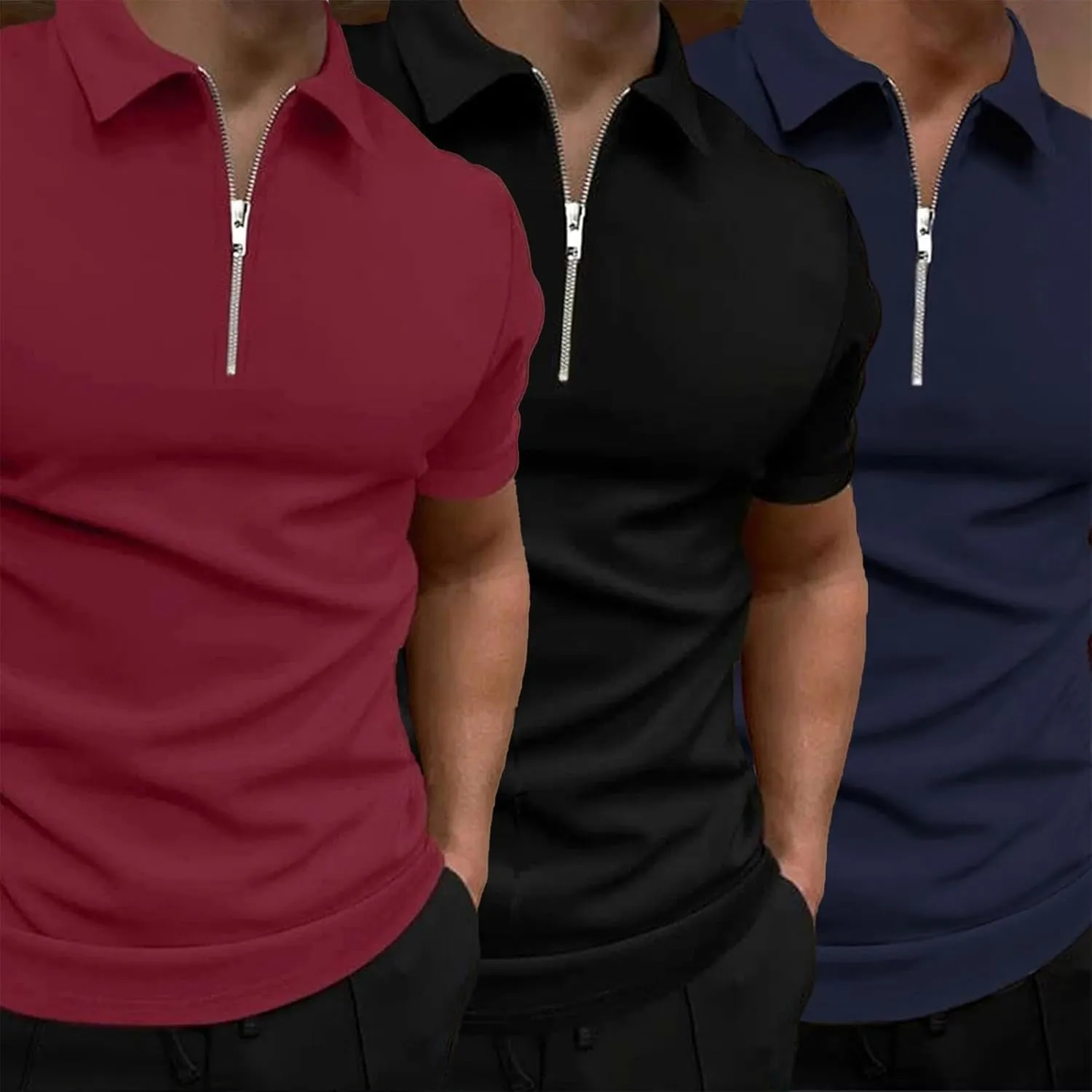 Golf Polos Shirts for Men Quick-Dry Athletic Mens Polo T-Shirts Short Sleeve Summer Casual Moisture Wicking Tops 3PC