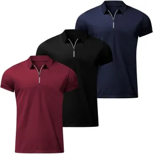 Golf Polos Shirts for Men Quick-Dry Athletic Mens Polo T-Shirts Short Sleeve Summer Casual Moisture Wicking Tops 3PC