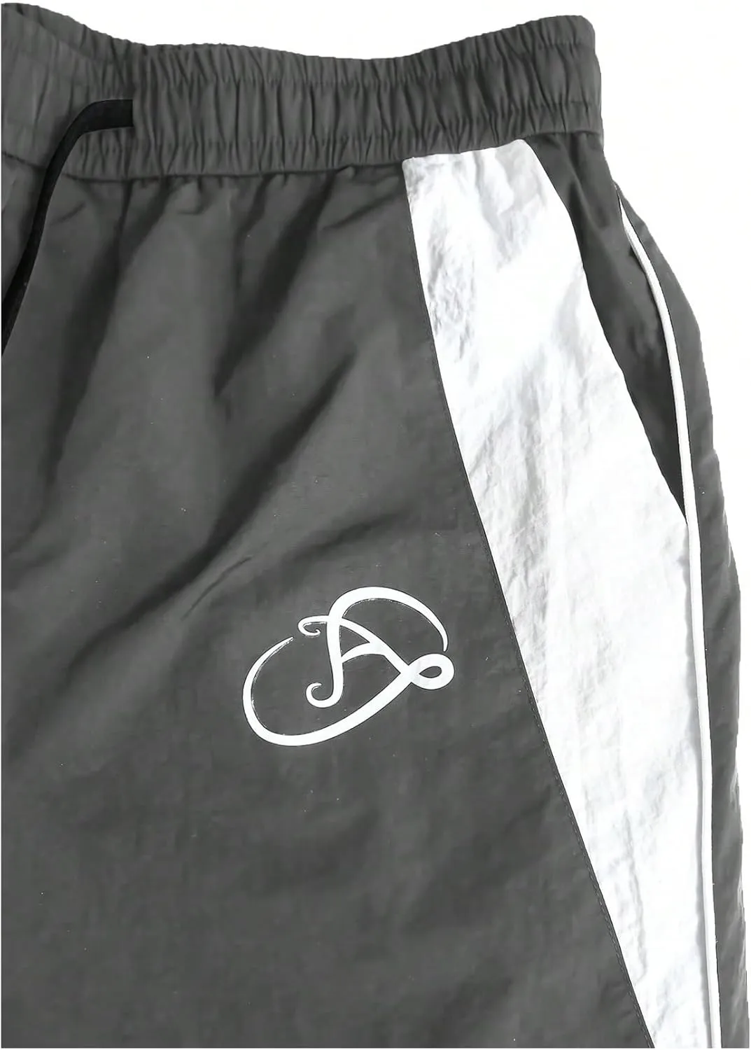 GORGLITTER Men's Drawstring Waist Cargo Pants Letter Print Wide Leg Y2k Pants
