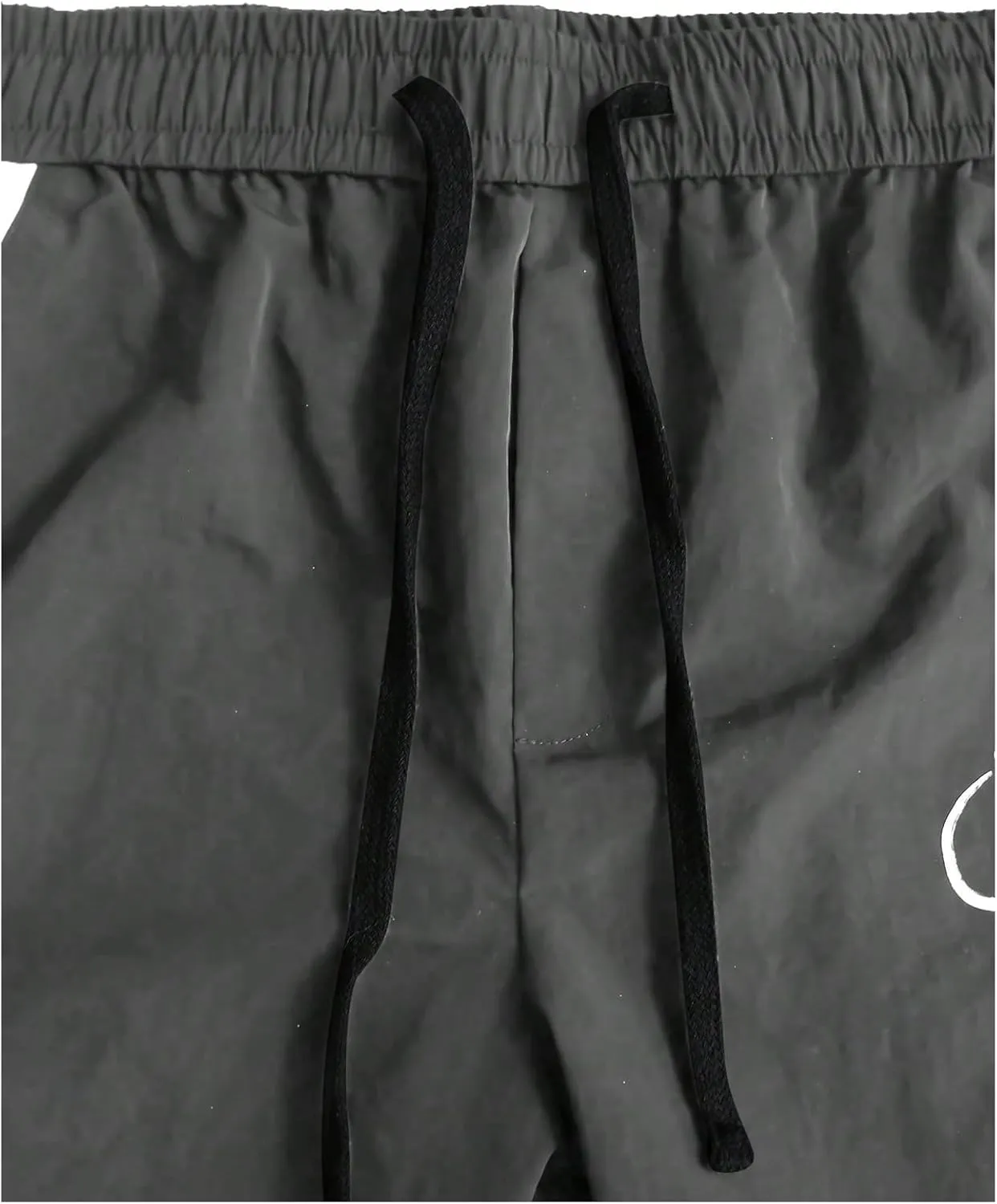 GORGLITTER Men's Drawstring Waist Cargo Pants Letter Print Wide Leg Y2k Pants