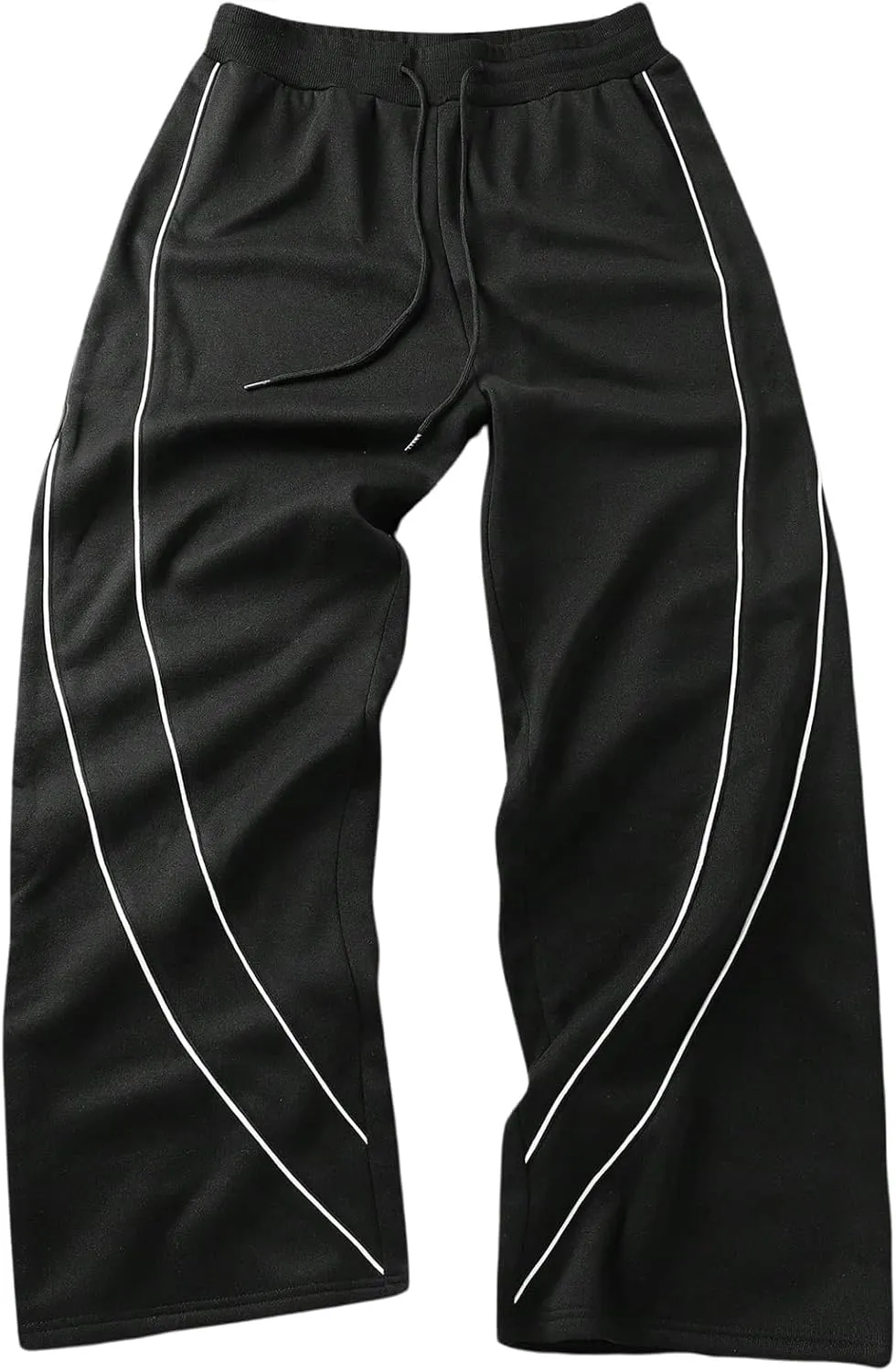 GORGLITTER Men's Wide Leg Baggy Pants Drawstring Waist Striped Track Pants Trousers
