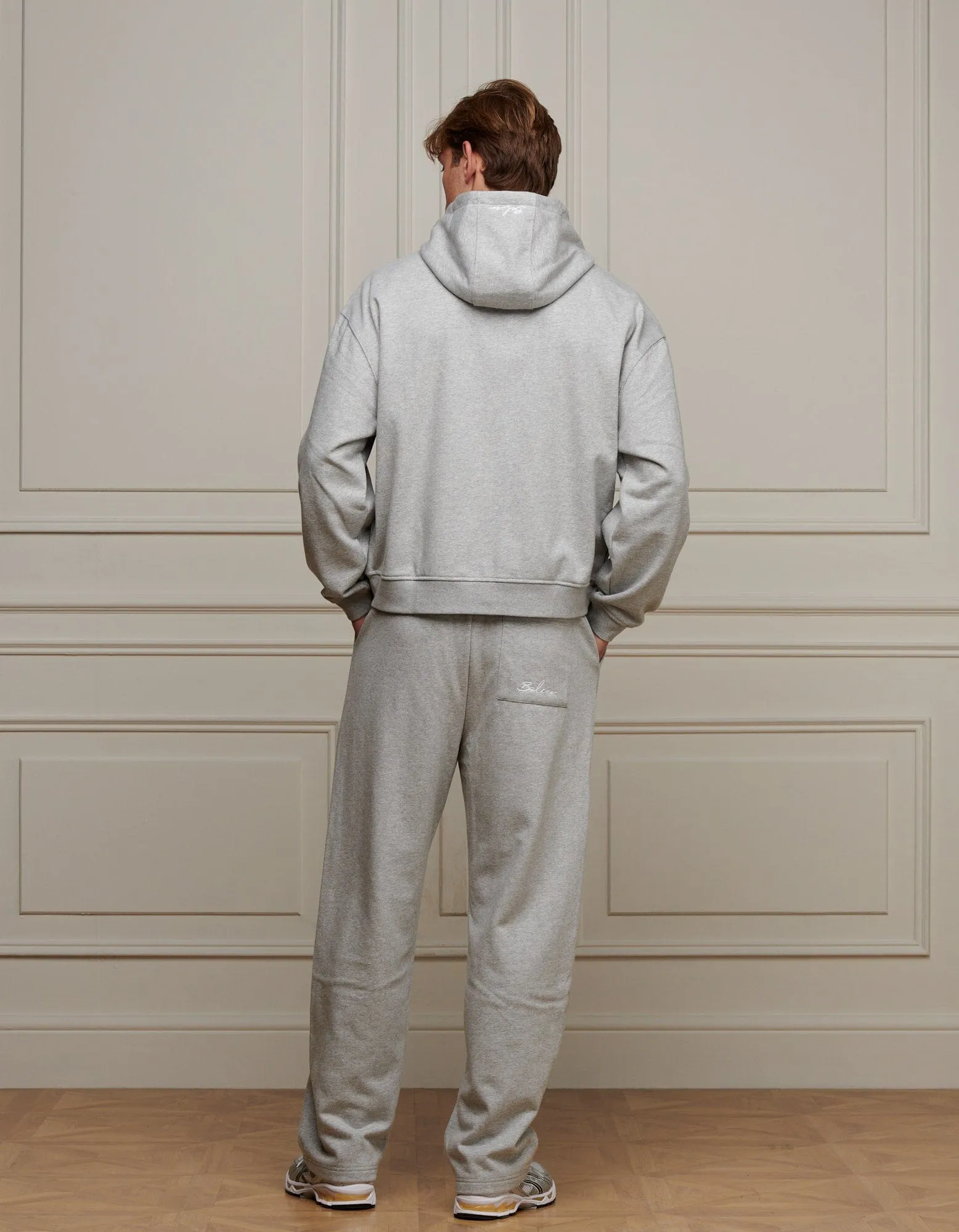 Grey Marl Logo Zip Through Hoodie