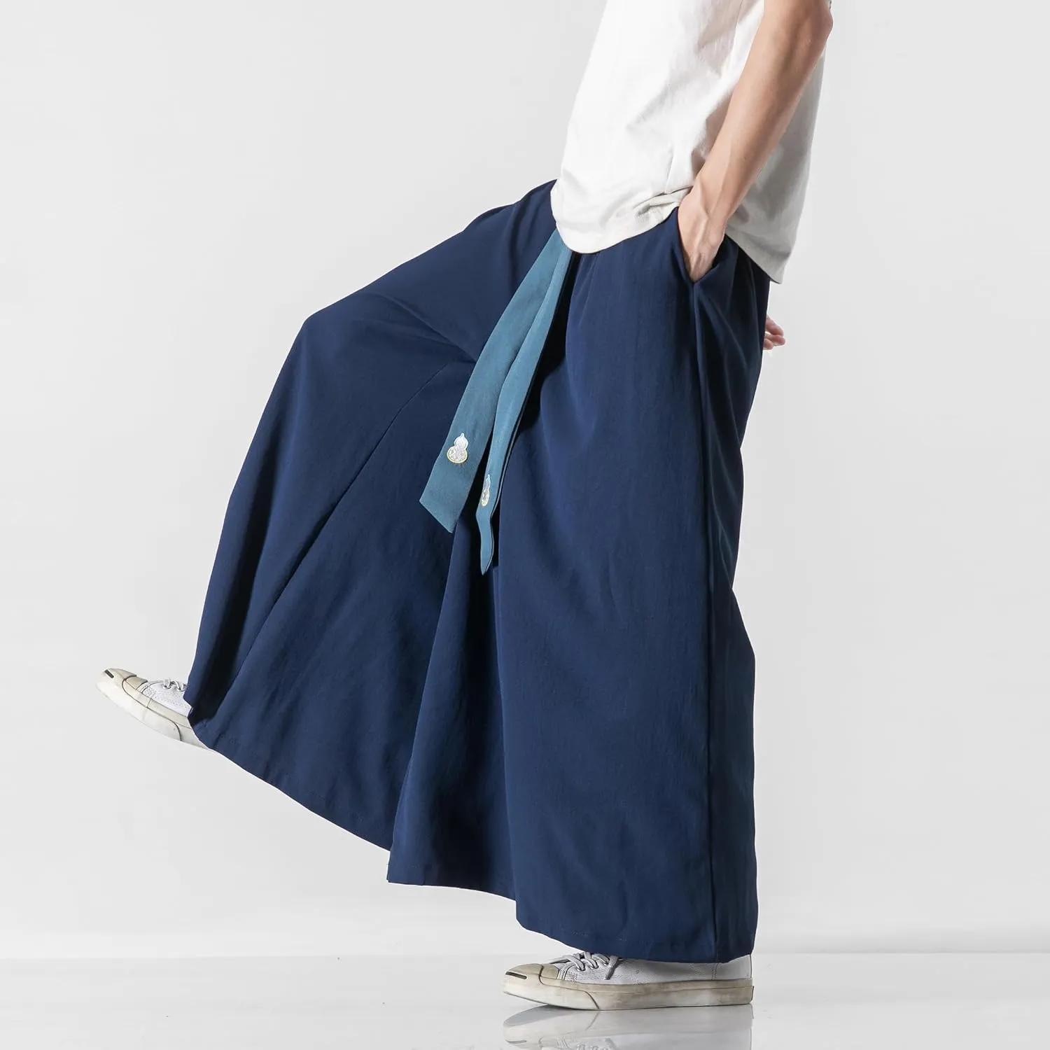 GURUNVANI Men's Wide Leg Pants Japanese Yoga Pants Hip Hop Baggy Trousers
