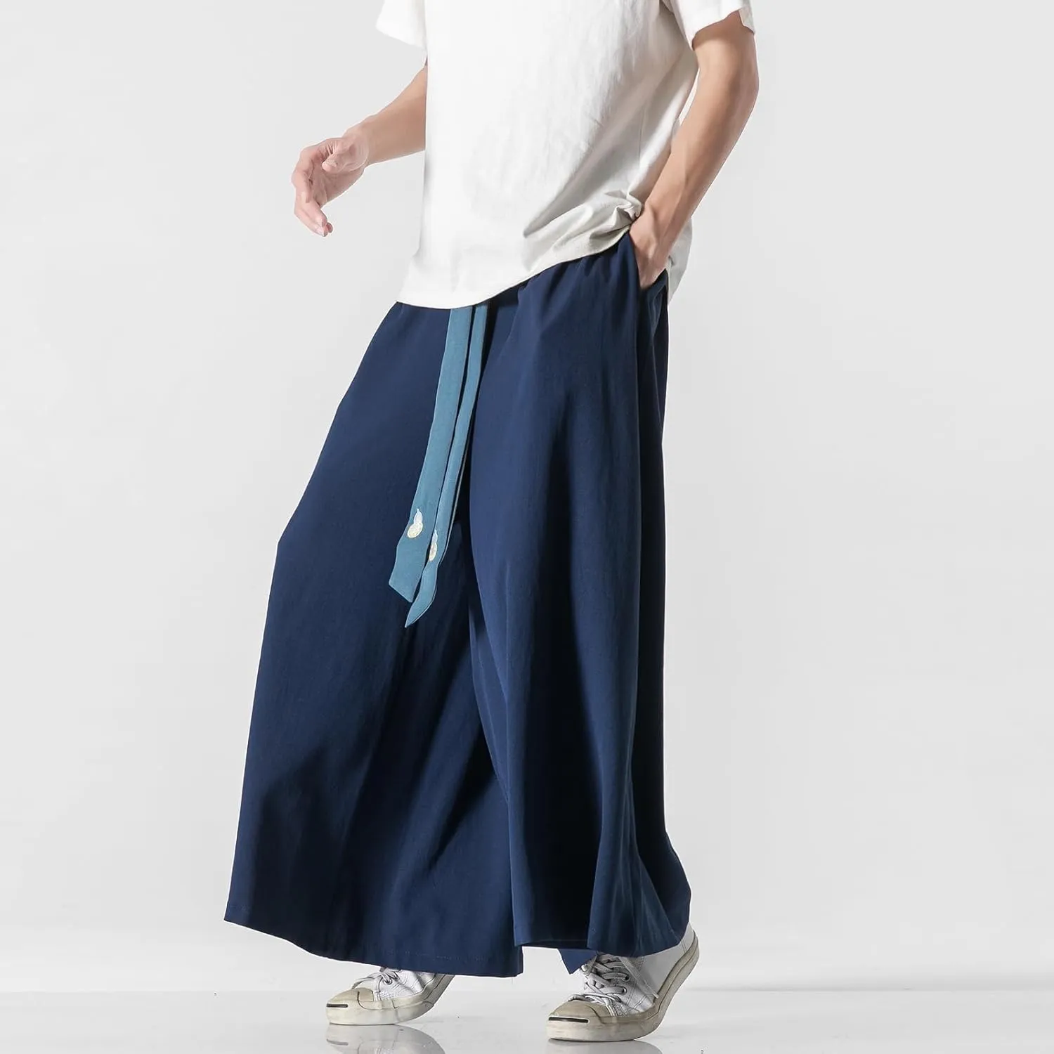 GURUNVANI Men's Wide Leg Pants Japanese Yoga Pants Hip Hop Baggy Trousers