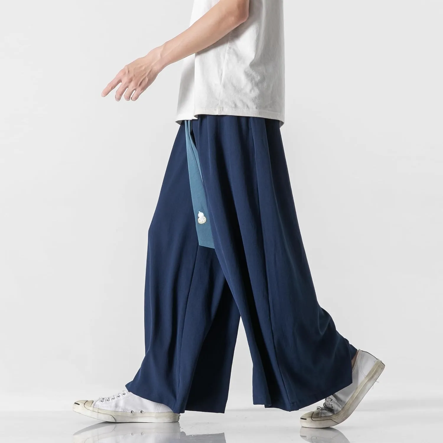 GURUNVANI Men's Wide Leg Pants Japanese Yoga Pants Hip Hop Baggy Trousers