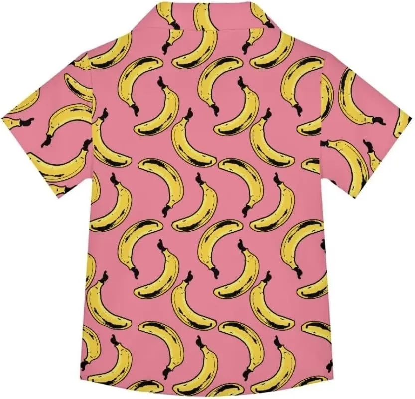 Hawapod Short Sleeves Kid Hawaiian Shirt Cartoon Button Down Lightweight Quick Dry Boy Hawaiian Shirt