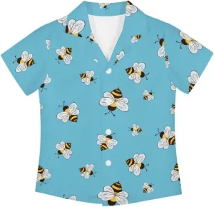 Hawapod Short Sleeves Kid Hawaiian Shirt Cartoon Button Down Lightweight Quick Dry Boy Hawaiian Shirt