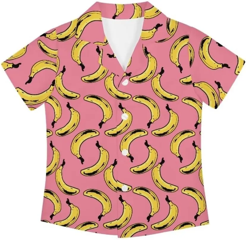 Hawapod Short Sleeves Kid Hawaiian Shirt Cartoon Button Down Lightweight Quick Dry Boy Hawaiian Shirt