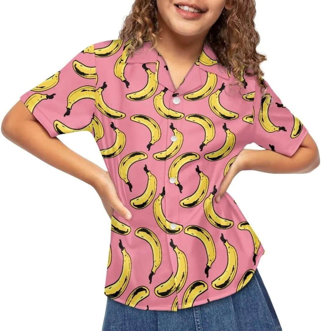 Hawapod Short Sleeves Kid Hawaiian Shirt Cartoon Button Down Lightweight Quick Dry Boy Hawaiian Shirt
