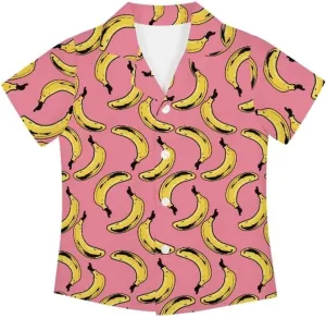 Hawapod Short Sleeves Kid Hawaiian Shirt Cartoon Button Down Lightweight Quick Dry Boy Hawaiian Shirt