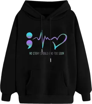 Heart Hoodies for Women Oversized Cute Graphic Pockets Drawstring Hooded Sweatshirts 2024 Fall Fashion Outfits