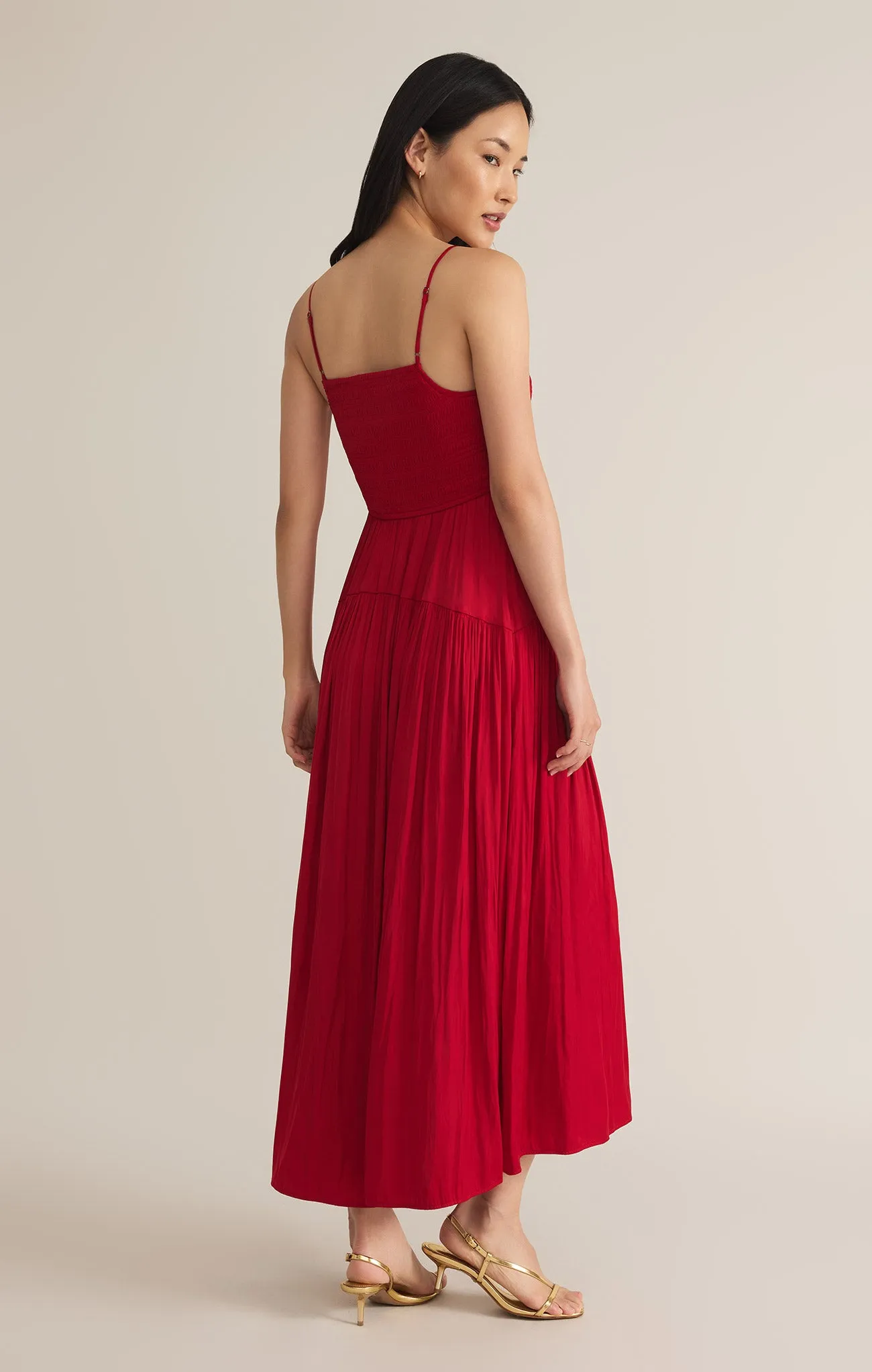 Helene Luxe Sheen Smocked Maxi Dress