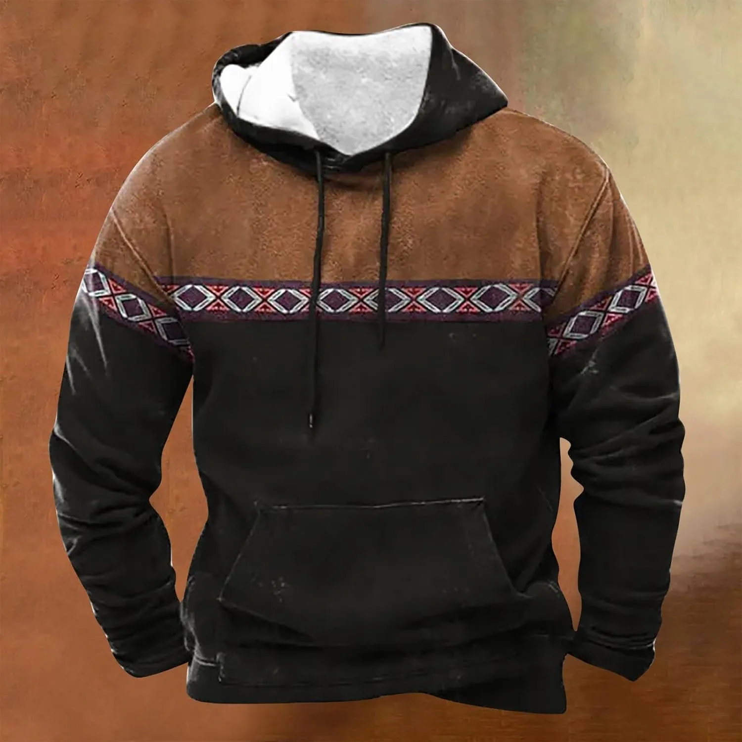 Hoodie Men And Winter Vintage Long Sleeve Hoodie Half Zipper Hooded Sweatshirt Top Workwear Multi Pocket Outdoor