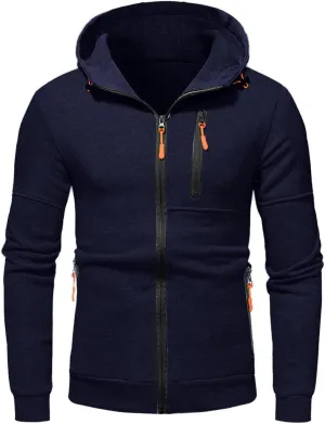 Hoodies for Men Winter Casual Loose Solid Hooded Sweater Top Sports Hooded Jacket Y2K Pullover Hoodie Full Zip Long
