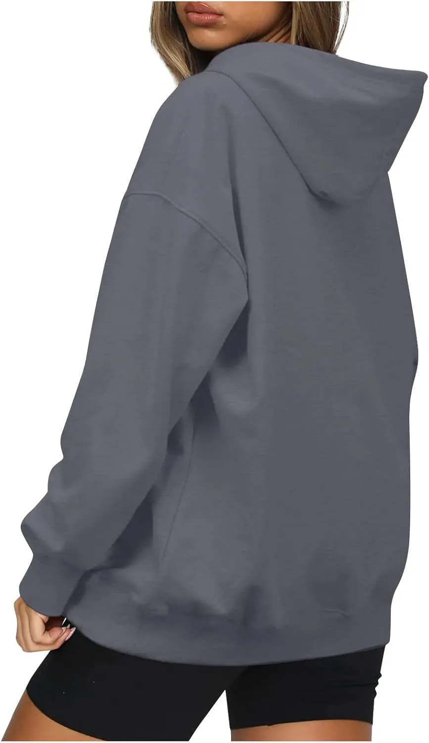 Hoodies For Women Plain Pocket Zip Sweatshirt Basic Long Sleeve Coat Outdoor Ladies Daily Tops Trendy Sport Outfits