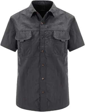 Hot Tactical Hiking Shirts Men Long Sleeve Cargo Work Shirt Summer Outdoor Quick-Dry Military Camping Hunting Fishing Work Shirt Short-gray9 Asian-4XL