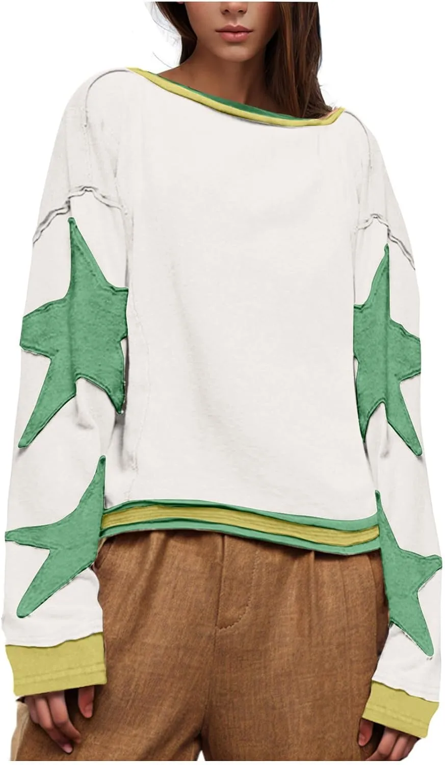 Hvyesh Sweatshirts for Women Crewneck Trendy 2025, Loose, Fall Tops Long Sleeve, FP Dupes, Fashion Cropped Workout Sweatshirt