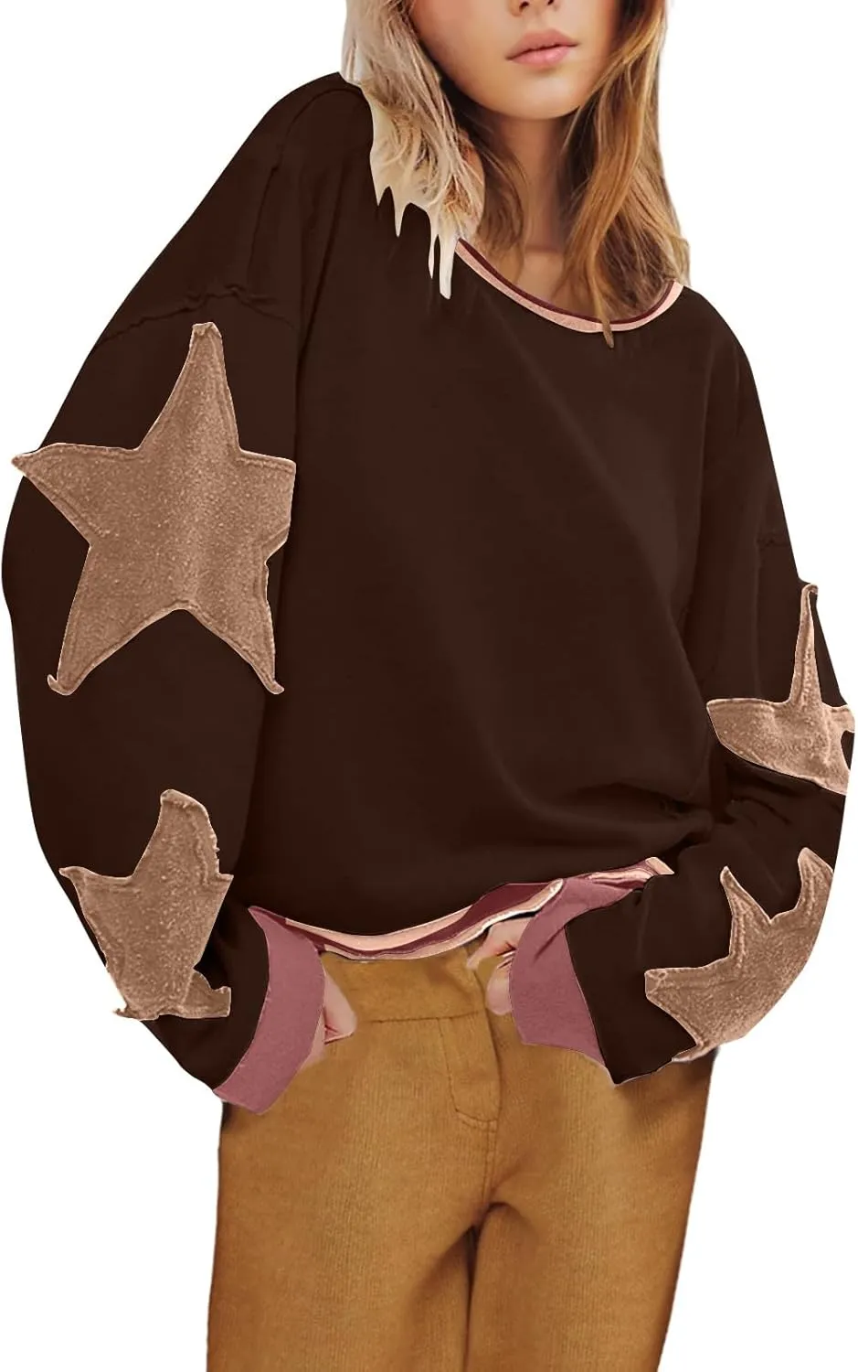Hvyesh Sweatshirts for Women Crewneck Trendy 2025, Loose, Fall Tops Long Sleeve, FP Dupes, Fashion Cropped Workout Sweatshirt