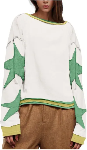 Hvyesh Sweatshirts for Women Crewneck Trendy 2025, Loose, Fall Tops Long Sleeve, FP Dupes, Fashion Cropped Workout Sweatshirt
